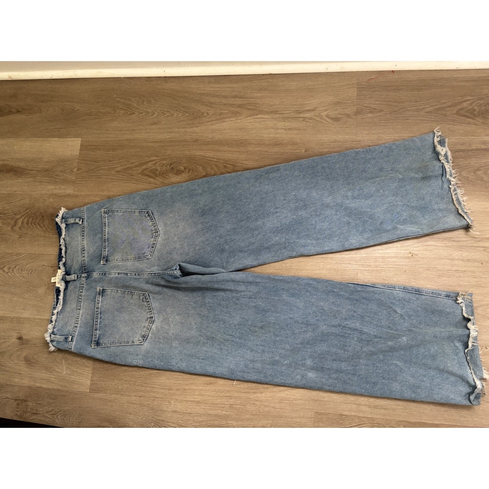 1030 T.E.N.T.H.I.R.T.Y Wide Leg Frayed Raw Edge Jeans Light Wash DM91057 5/27 - Picture 7 of 7